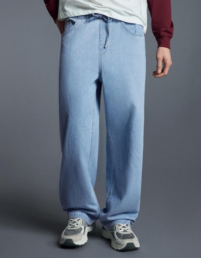 Jeans straight jogger fit-Azzurro Chiaro