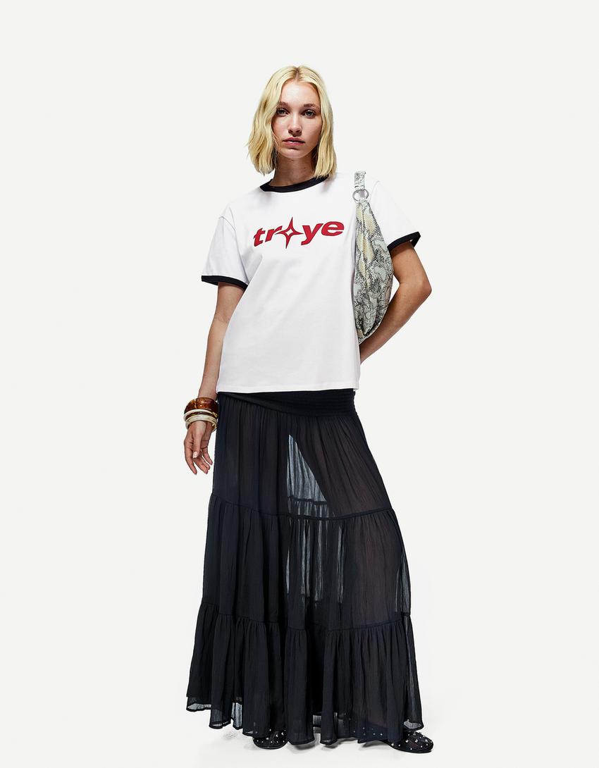 Fustă maxi plisată-Negru-2