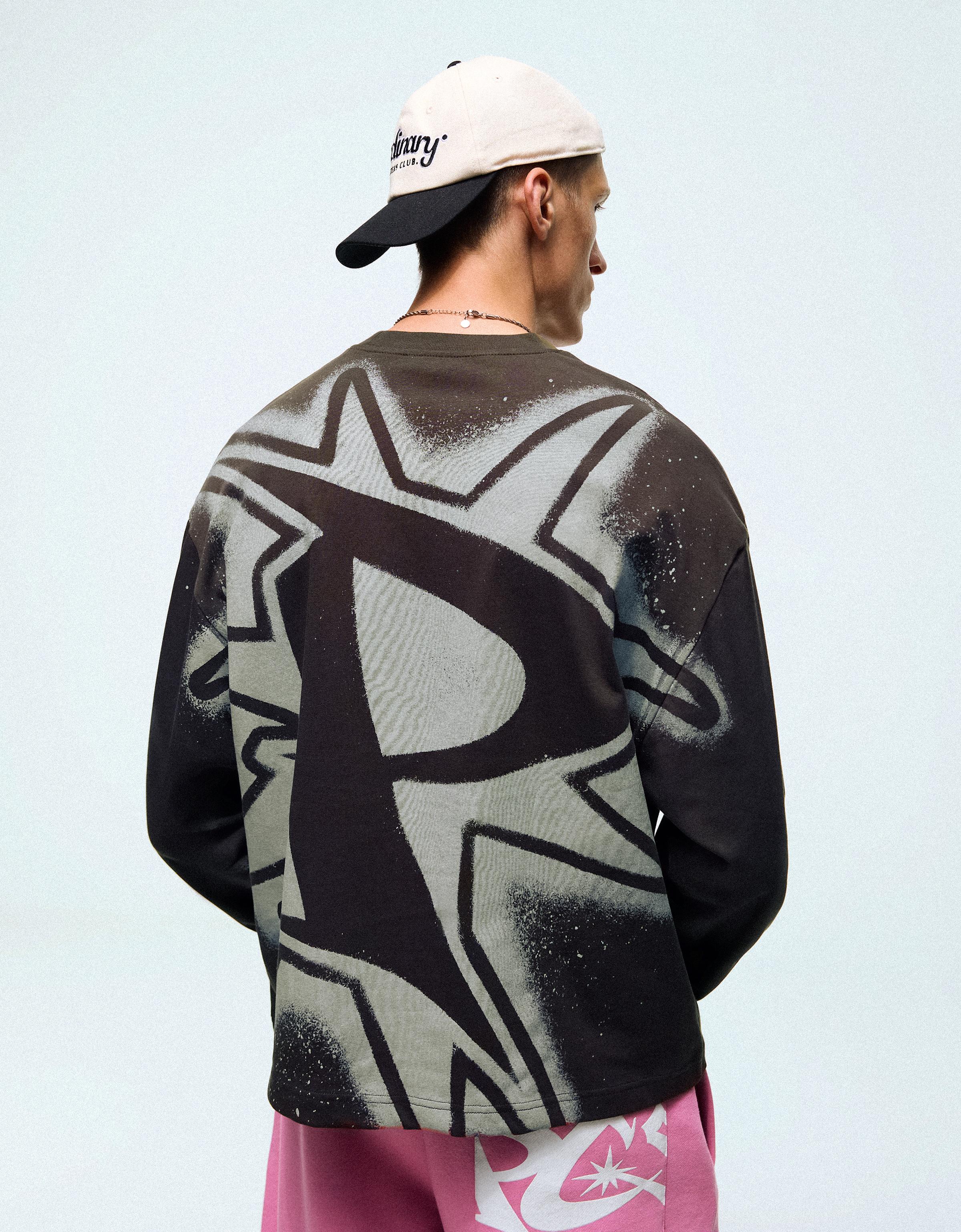 Long sleeve print T-shirt — Grey