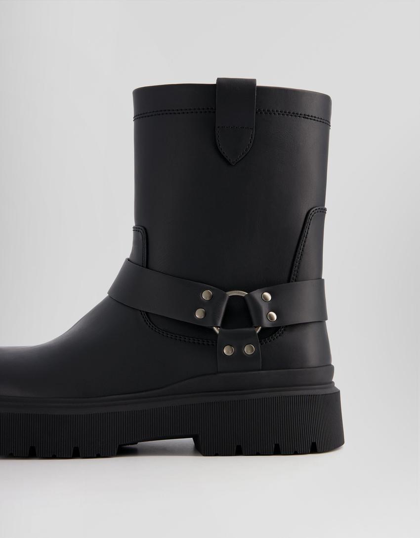 Bottines motard homme-Noir-3