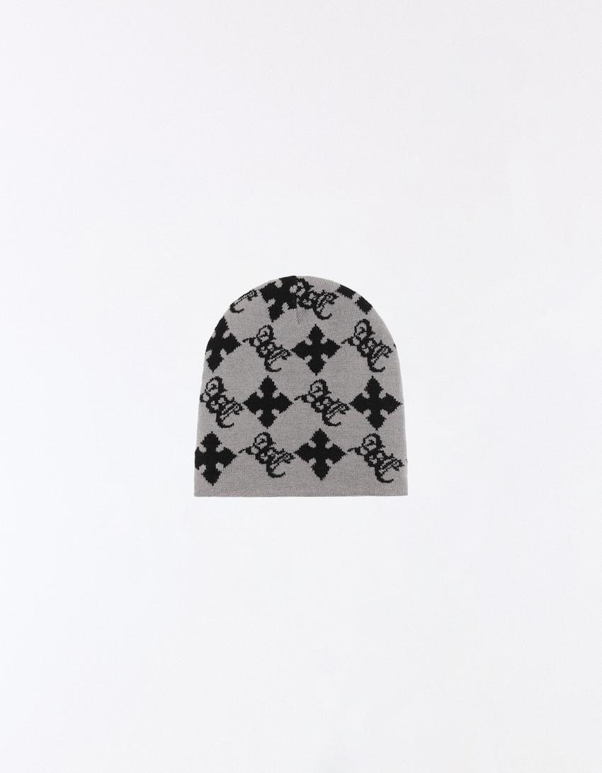 Gorro beanie print-Gris