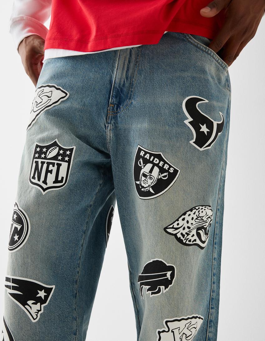 Jeans NFL baggy estampado-Azul lavado-3