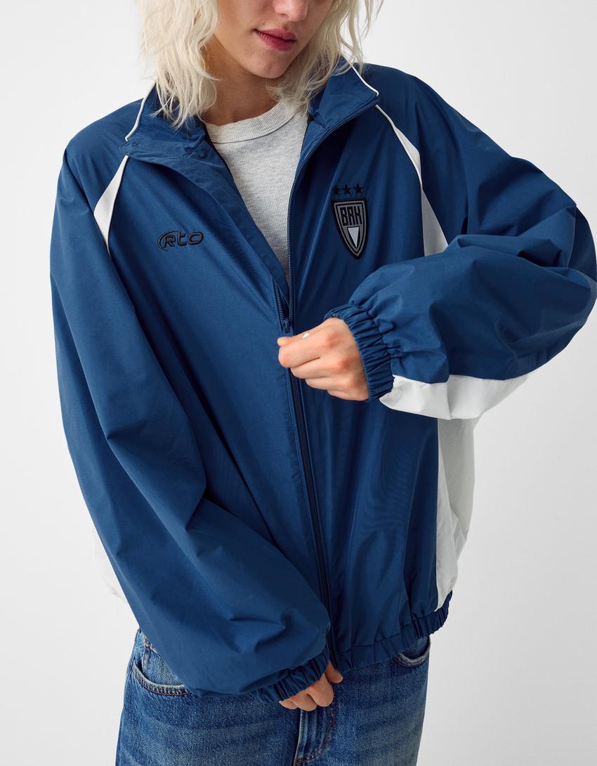 Blouson technique imprimé-Bleu-2