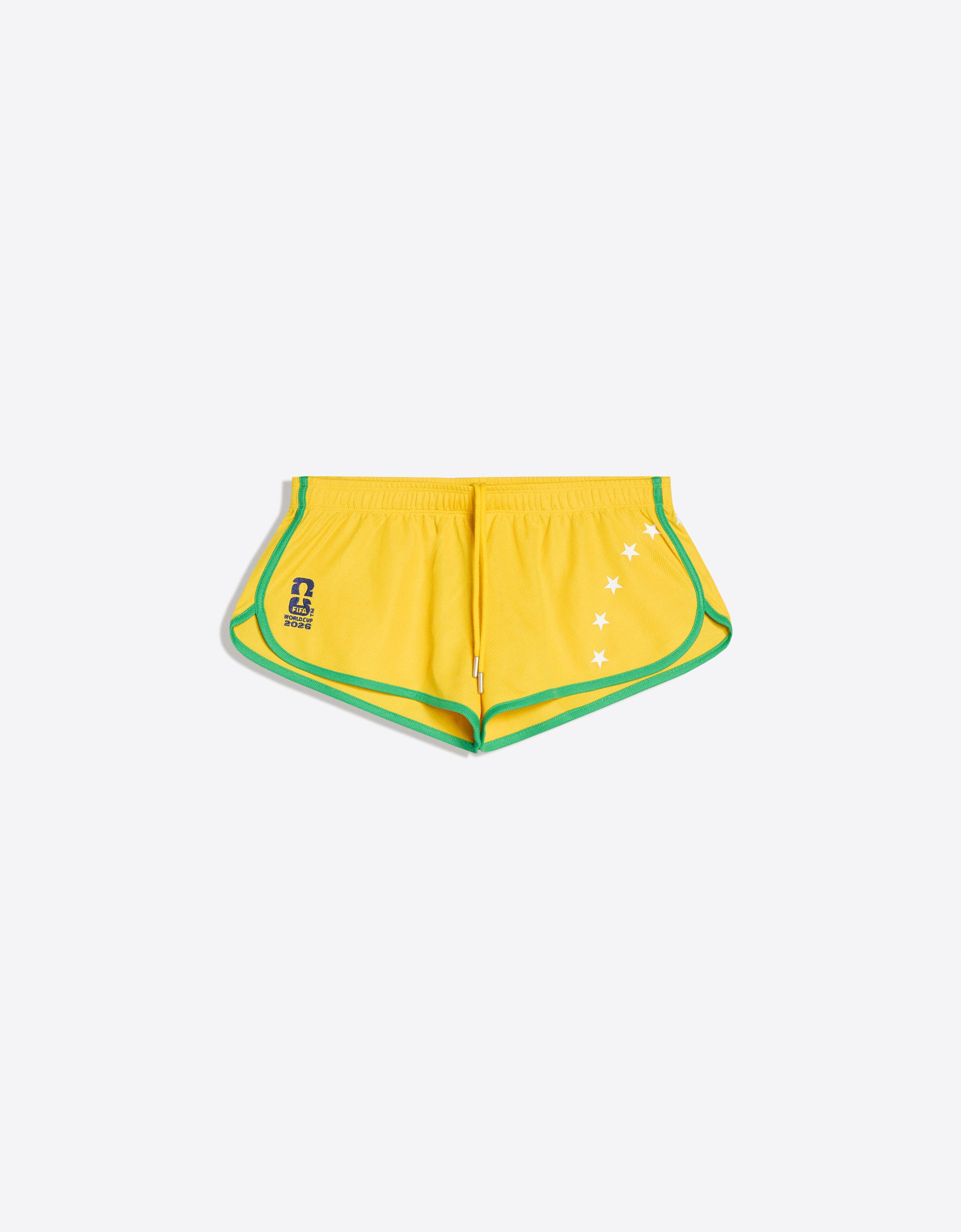 Bershka Short Mesh Fifa World Cup Mujer Amarillo