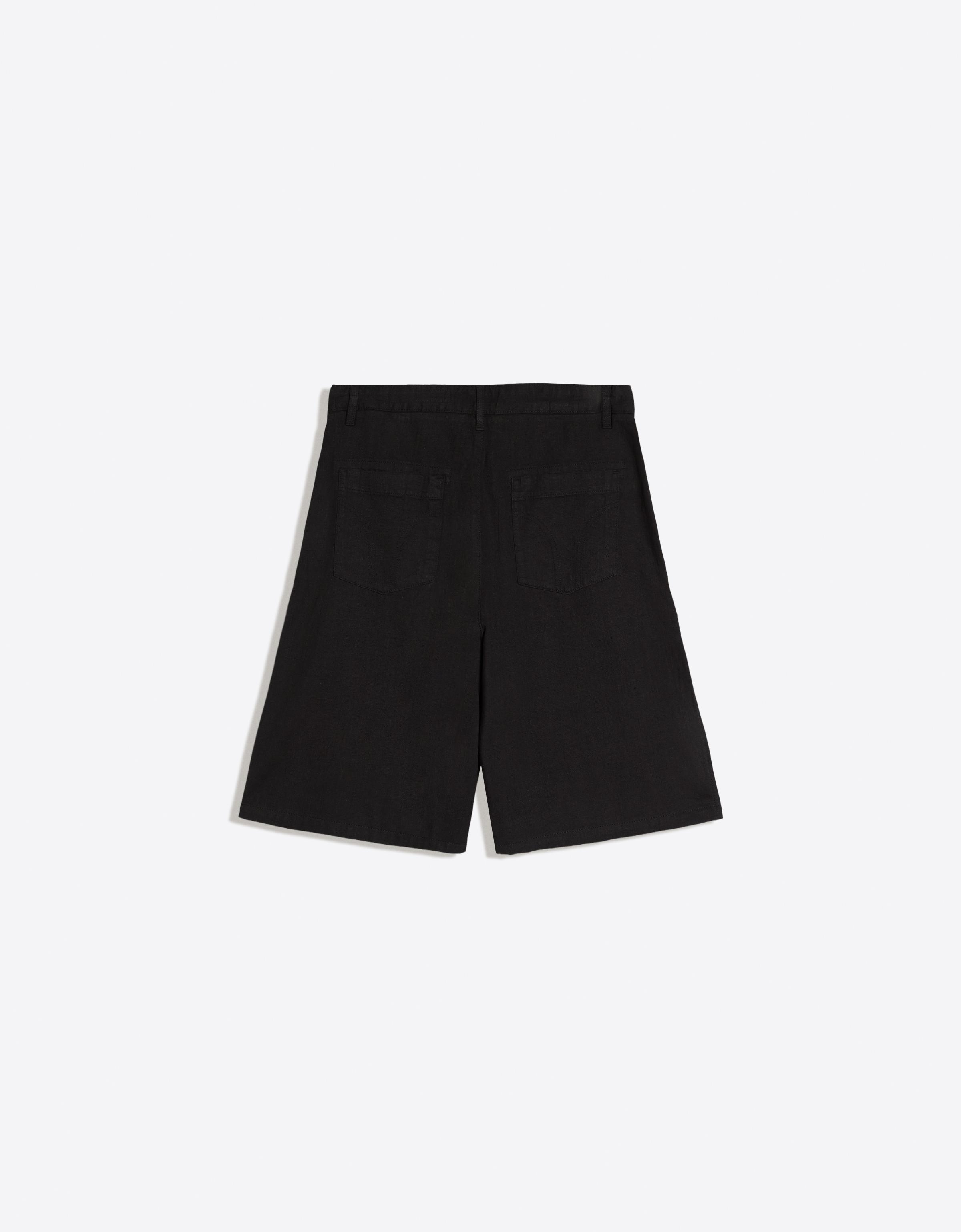 Super baggy linen Bermuda shorts — Black