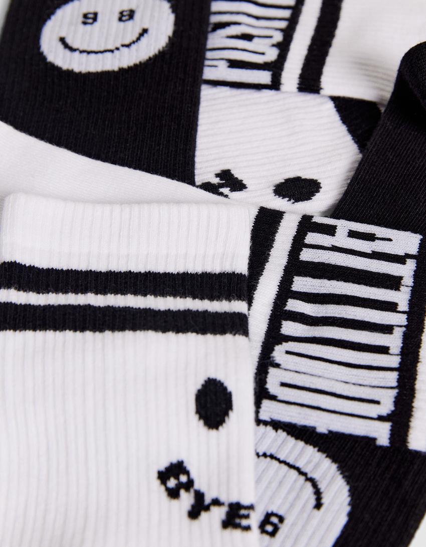 حزمة من 3 ازواج جوارب بطبعة-أبيض-2