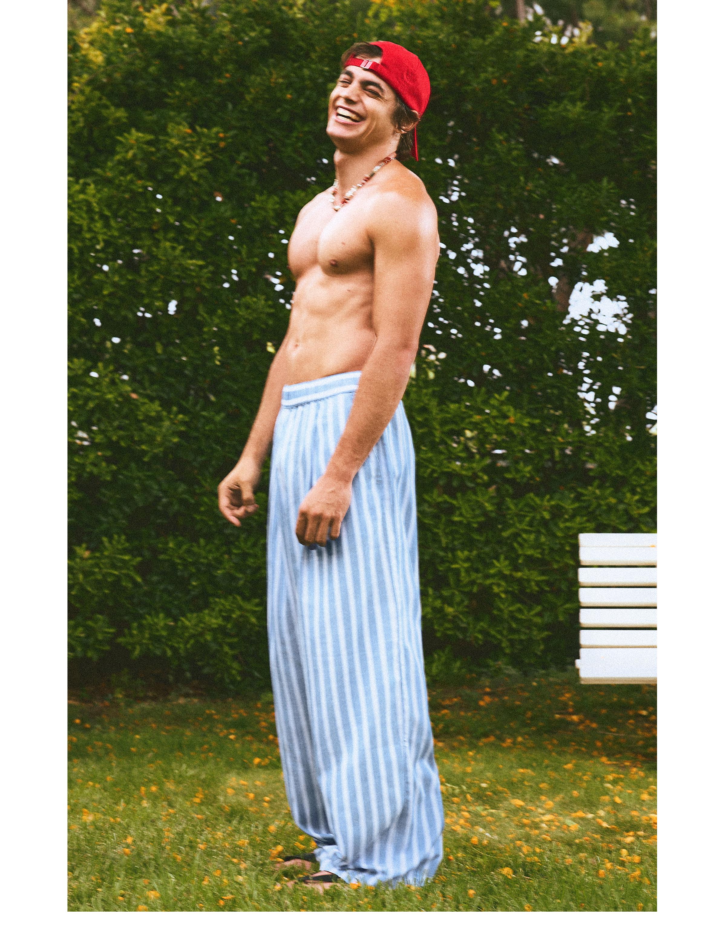 Super baggy pyjama-style trousers — Light blue