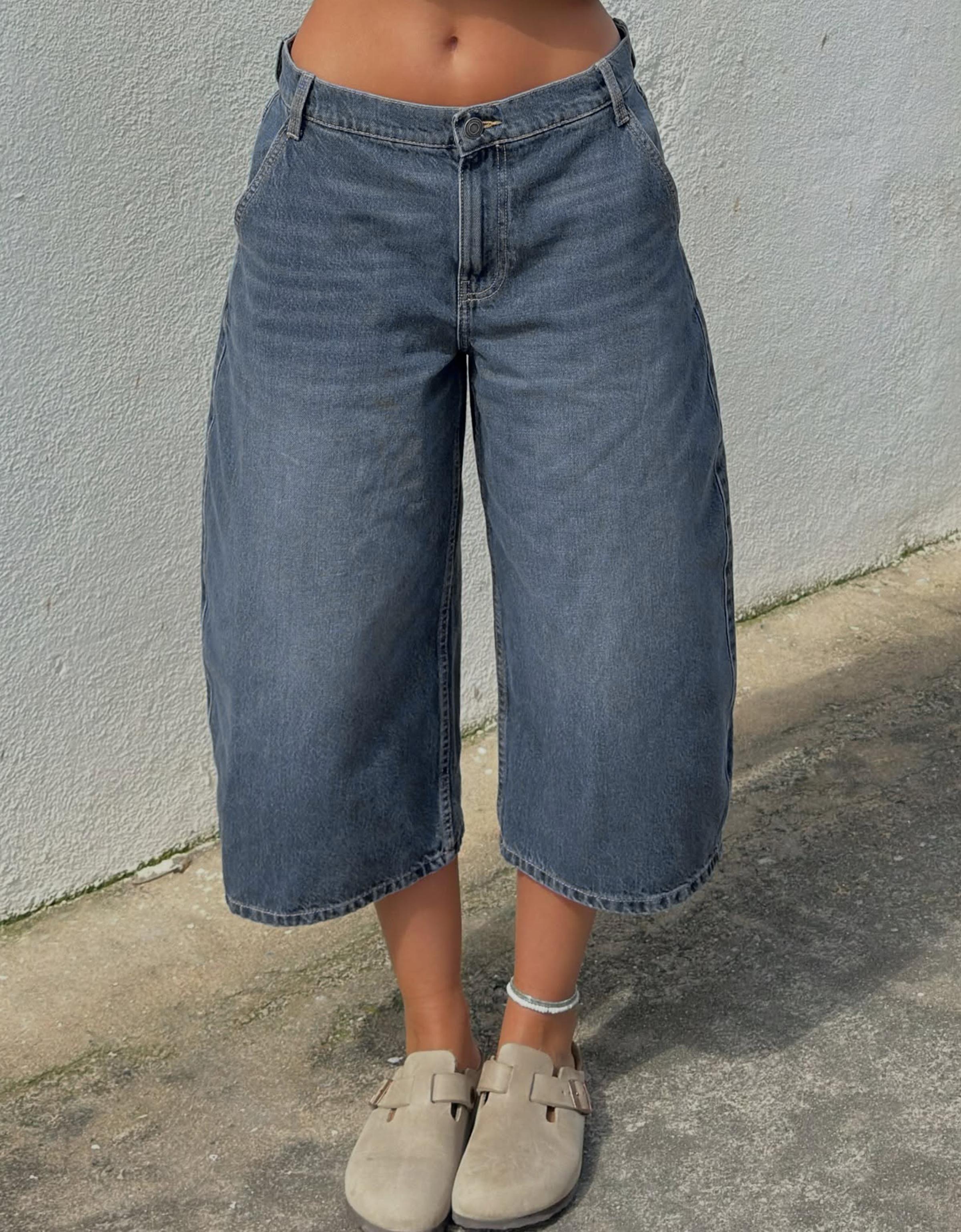 Slouchy denim bermuda şort - Görsel 19