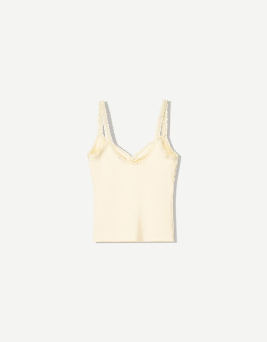 Lace top with straps-Yellow