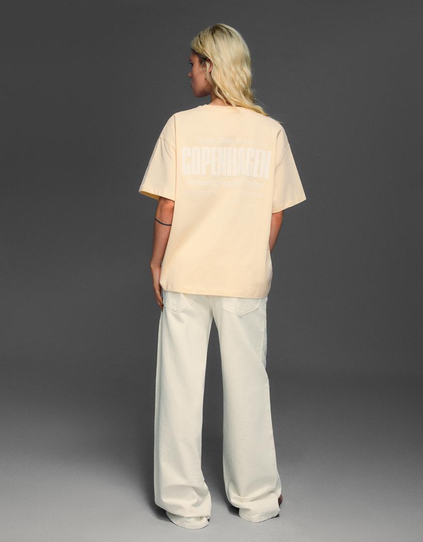 Camiseta manga corta print-Amarillo