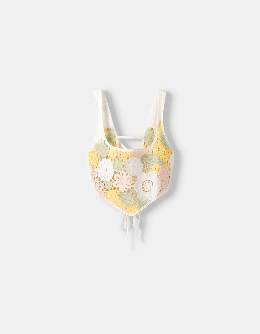 توب كروشيه بحمالات-أبيض مطفي-5