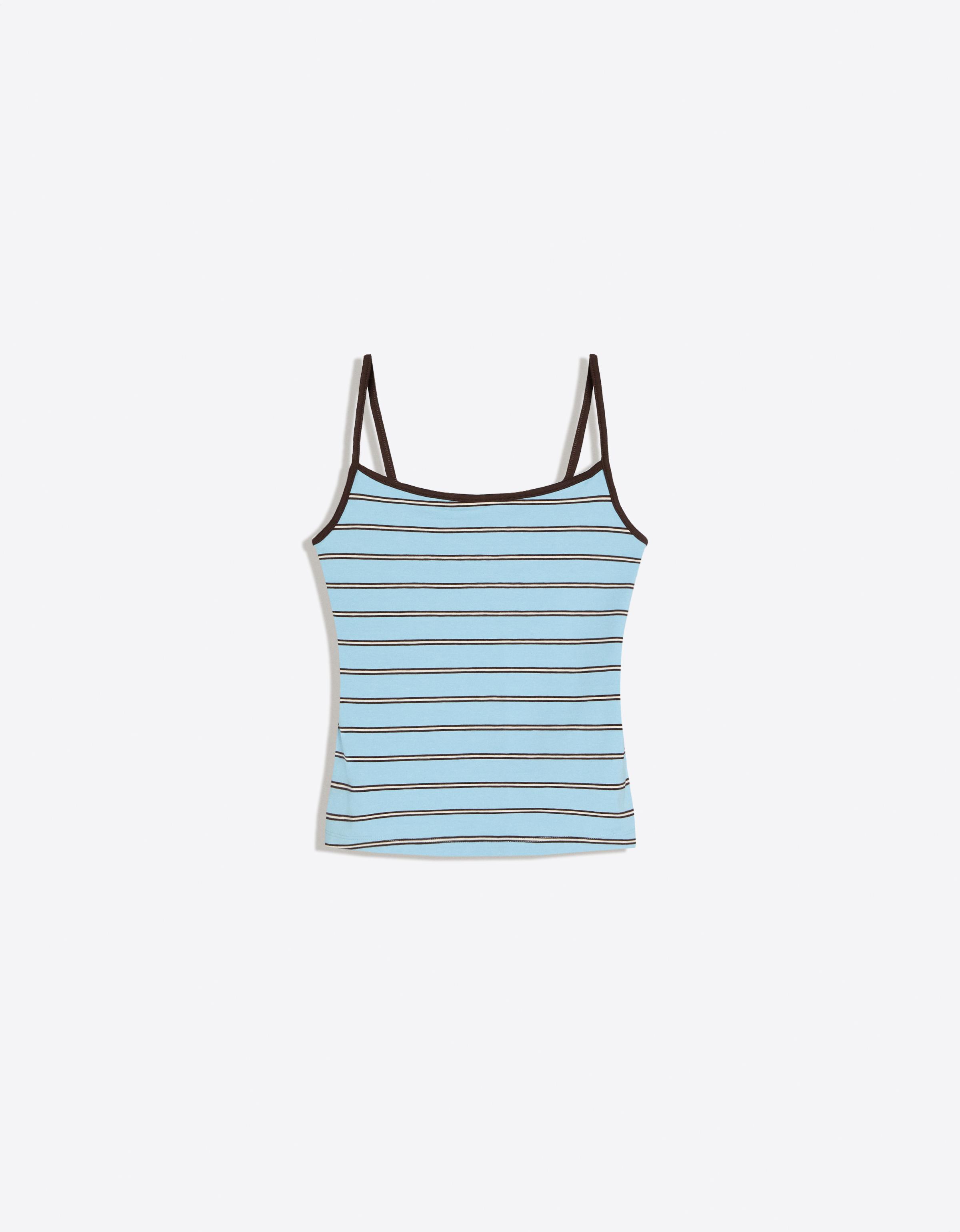 Contrast strappy top — Light blue
