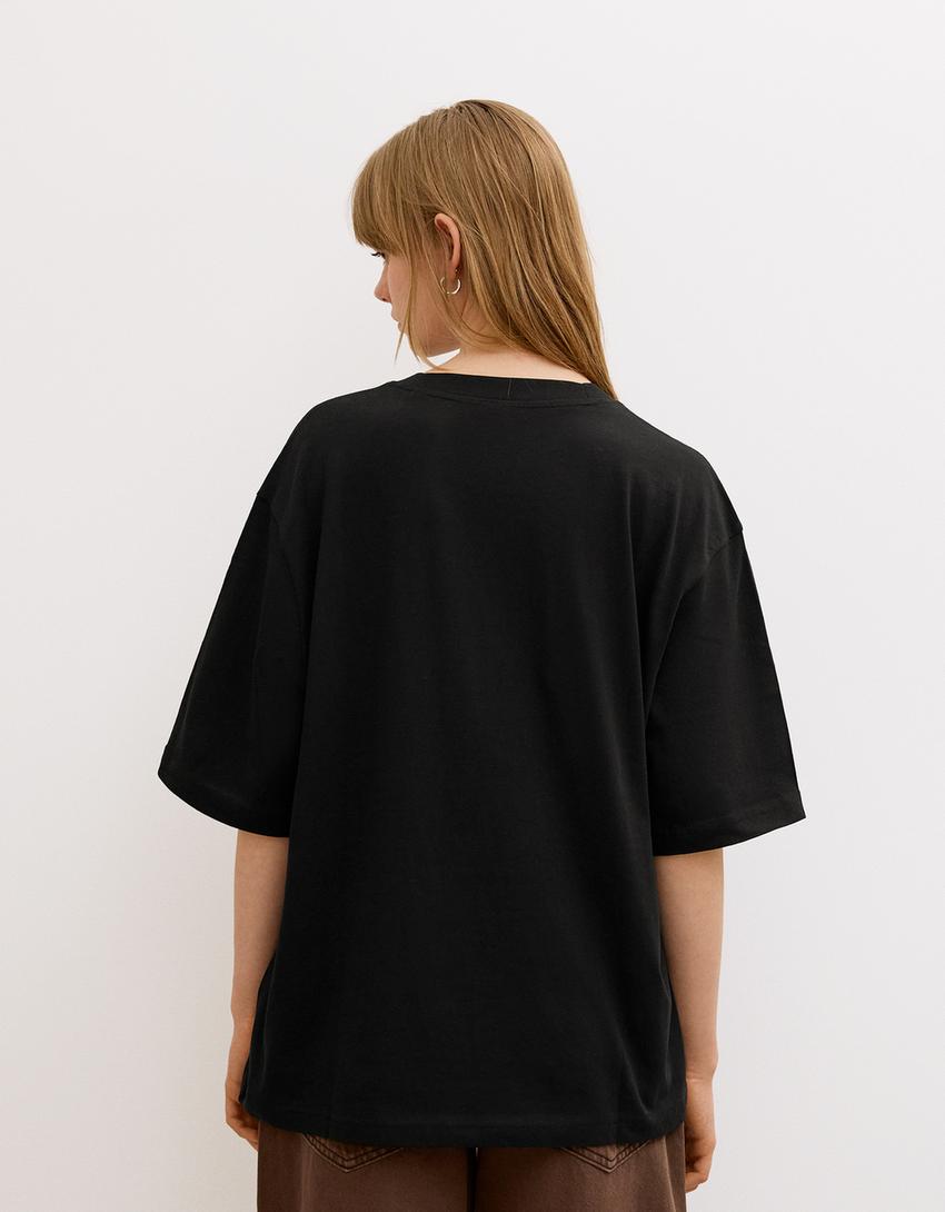 Short sleeve T-shirt with print-Black-2