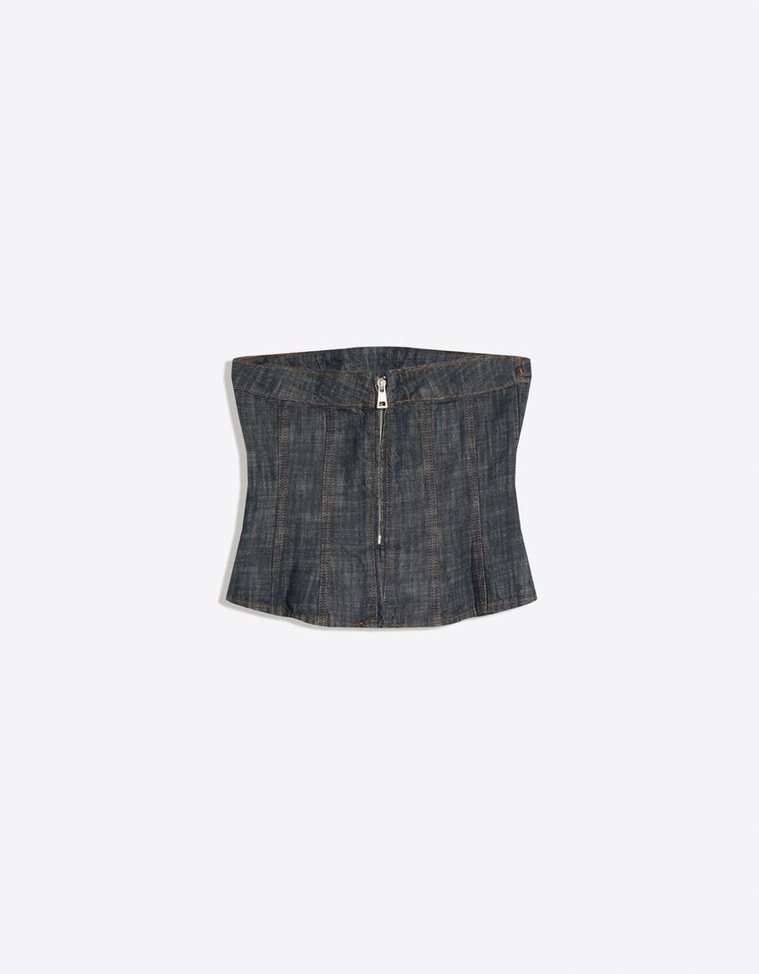 Top denim textura-Azul