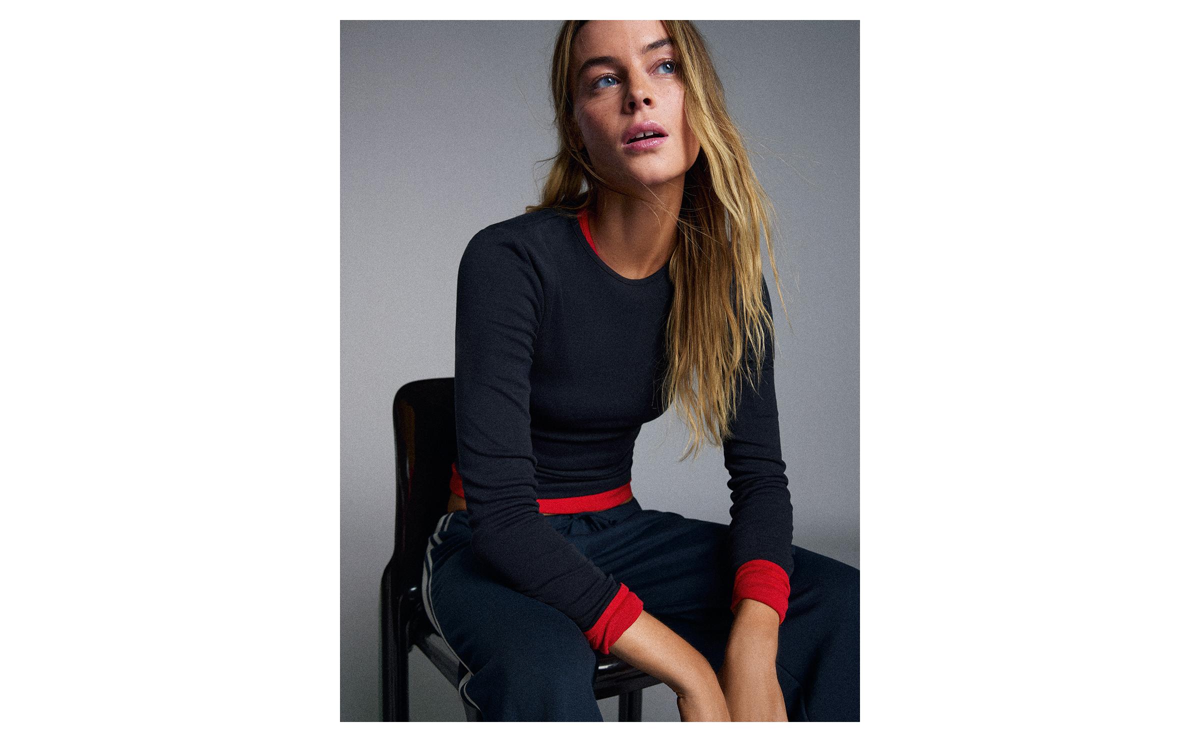 Round neck long-sleeve T-shirt — Navy