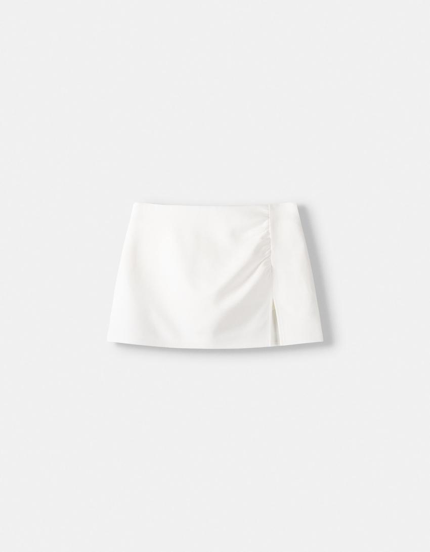 Ensemble top et jupe maille milano-Blanc cassé-6