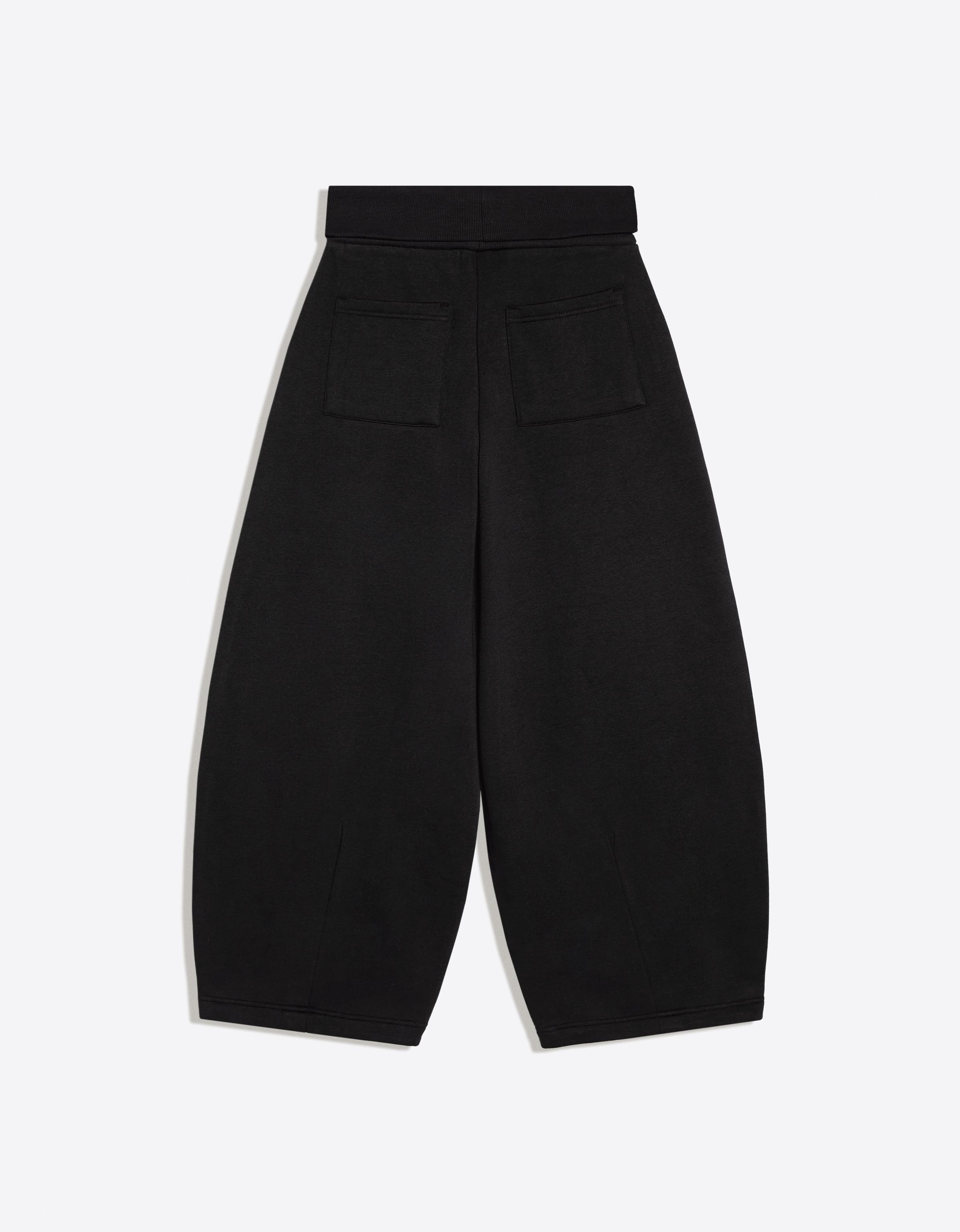 Barrel-leg jersey trousers with fold-over waist — Black