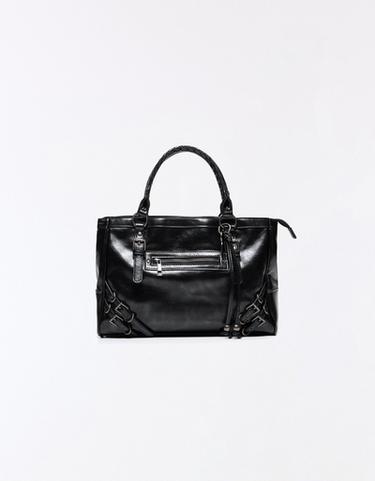 Biker bag with zips and charm — Black 3