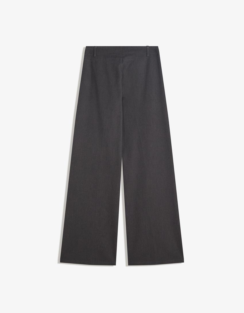 Calças wide leg-Cinzento-escuro