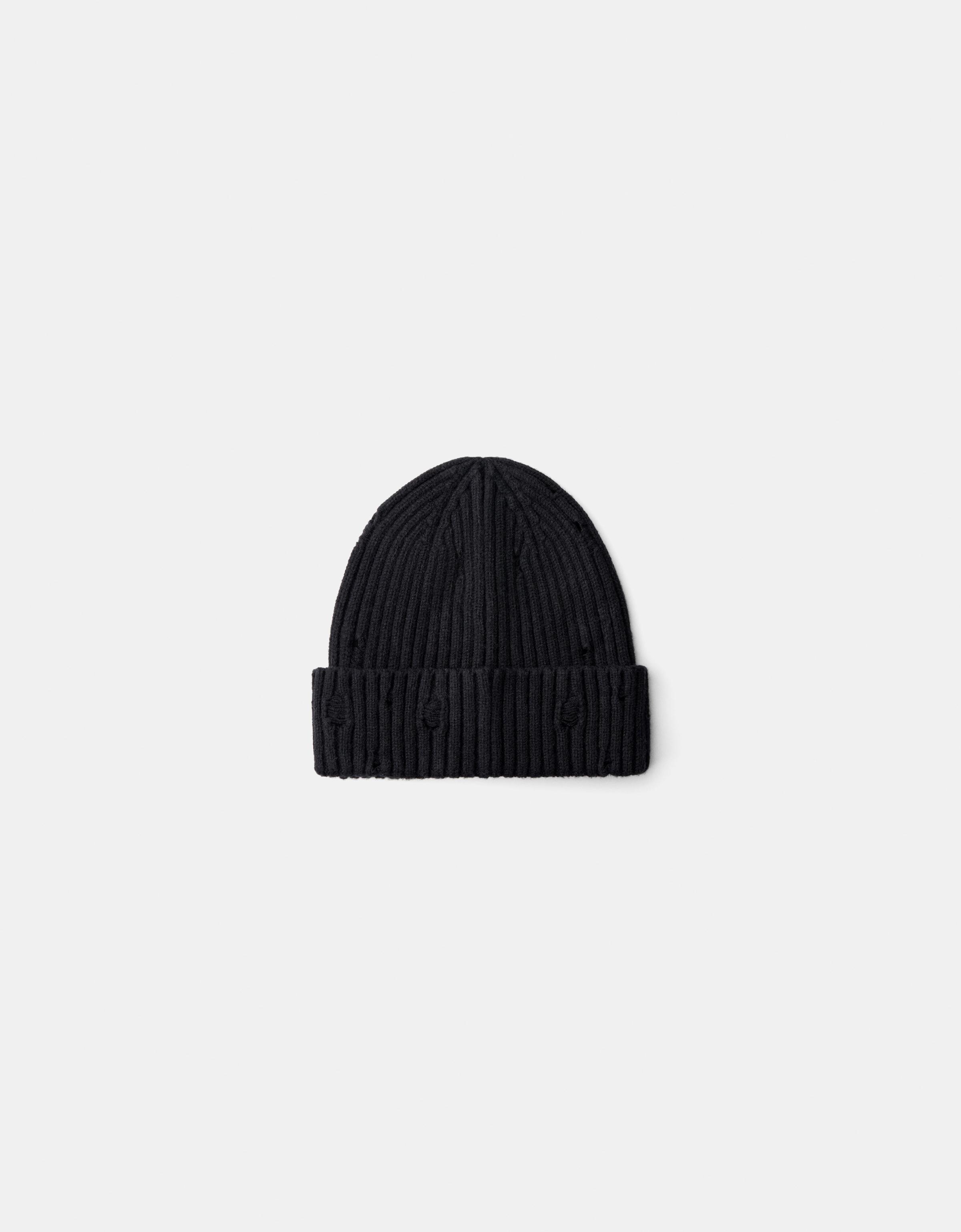 Bershka Beanie Mit Rissen Herren Schwarz