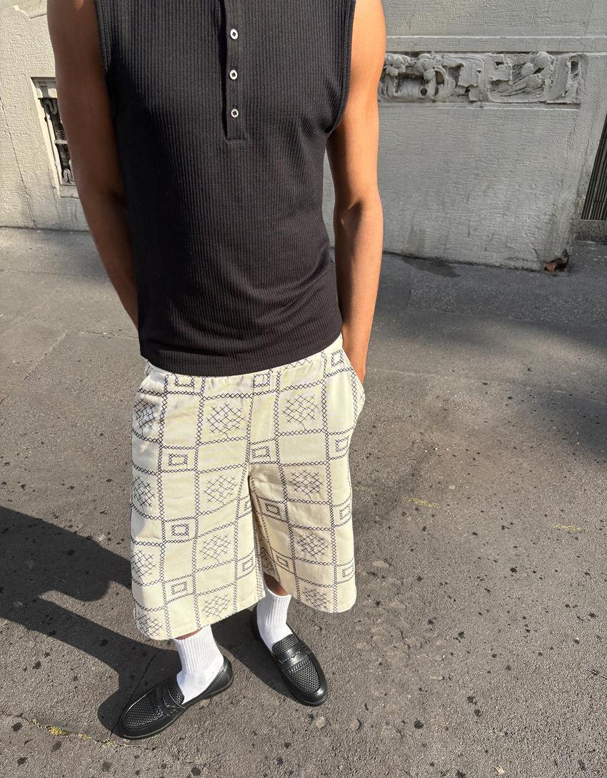 Bermuda baggy fit-Écru-3