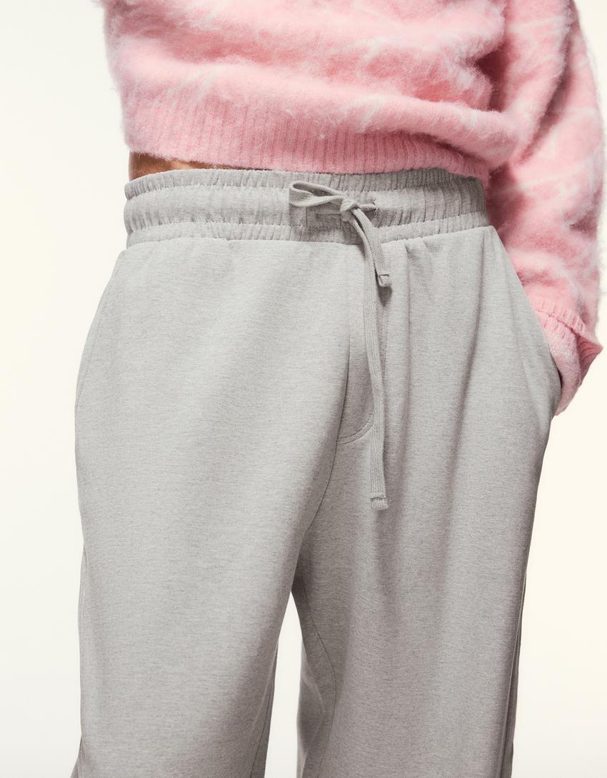 Pantalon balloon fit interlock-Gris