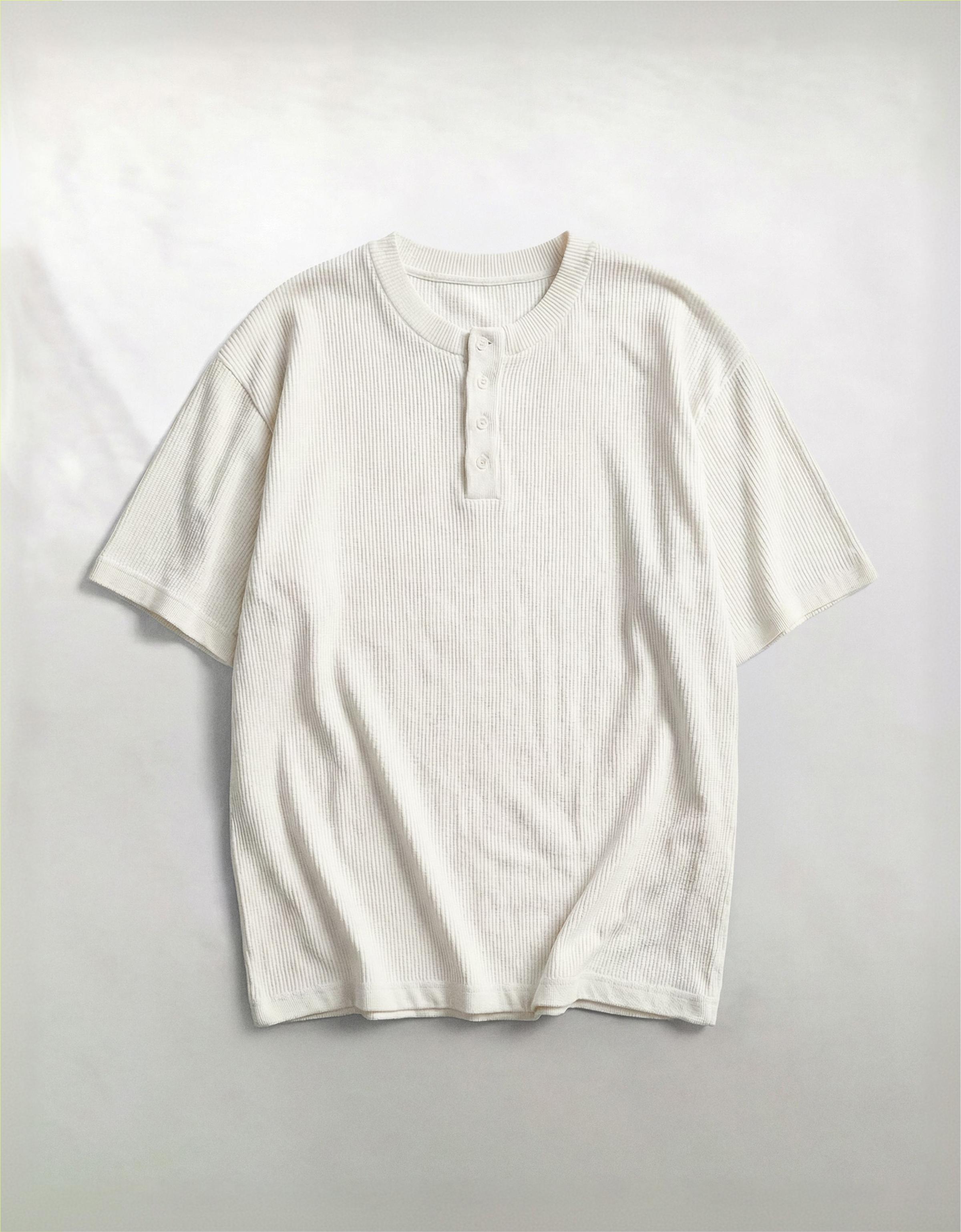 Short sleeve henley T-shirt — White