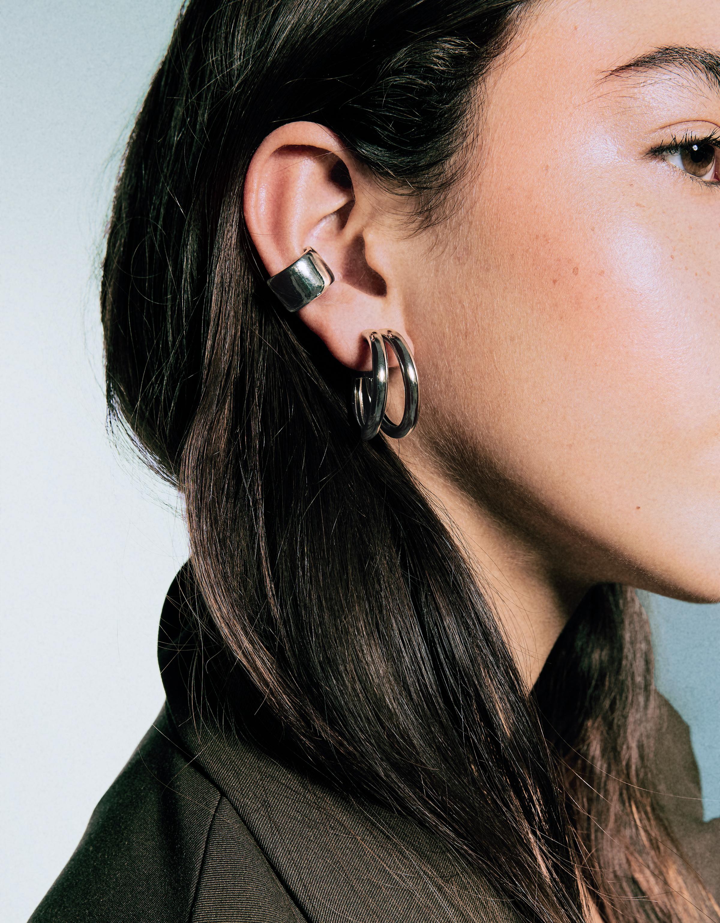 Bershka 8er-Pack Ohrringe & Earcuff Signature Edition Damen Silber