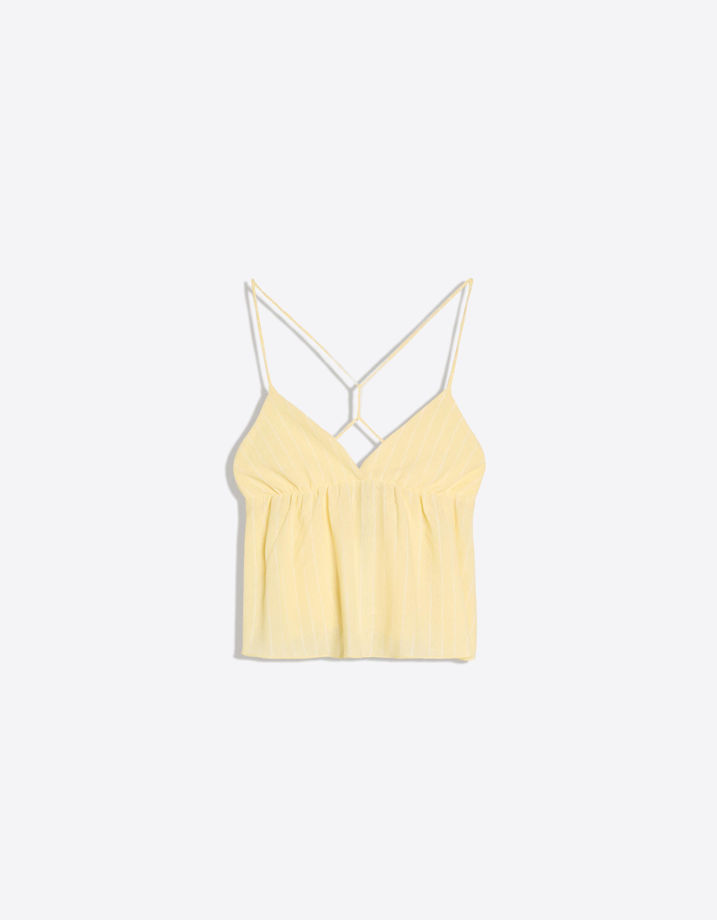 Bershka Çizgili peplum askılı bluz görsel 4