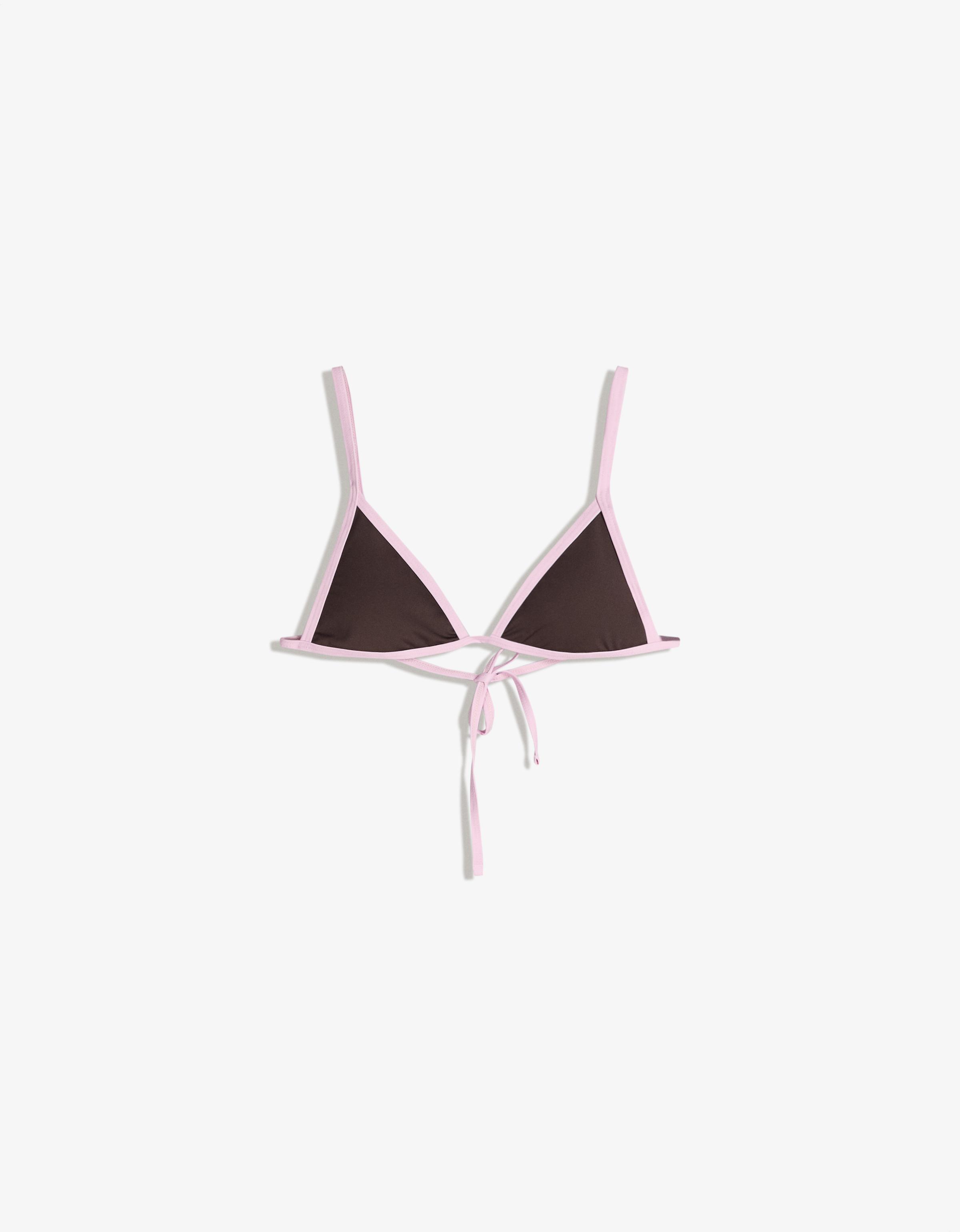 Contrast triangle bikini top — Brown