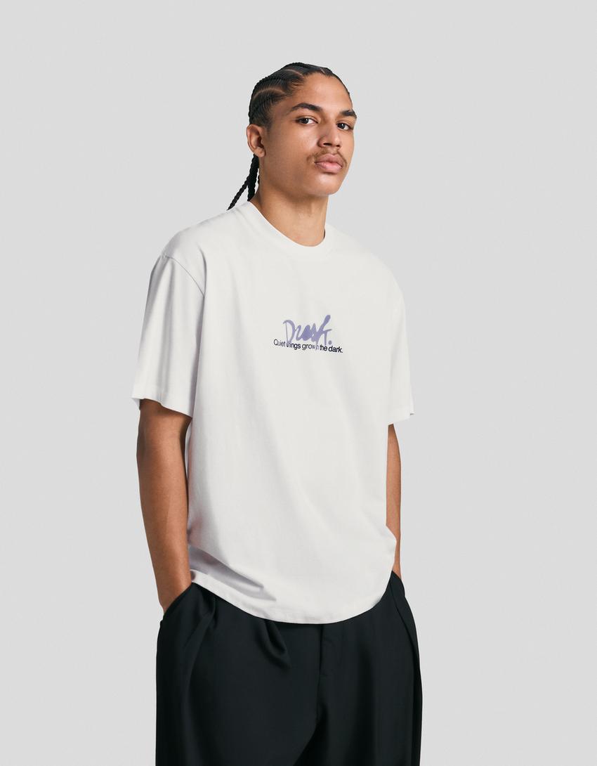 Camiseta manga corta print-Blanco