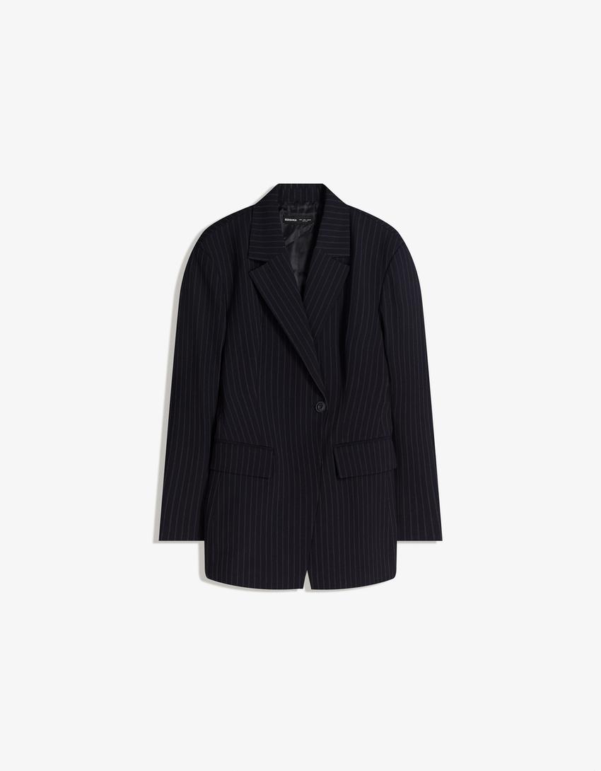 Blazer com botão lateral-Marinho
