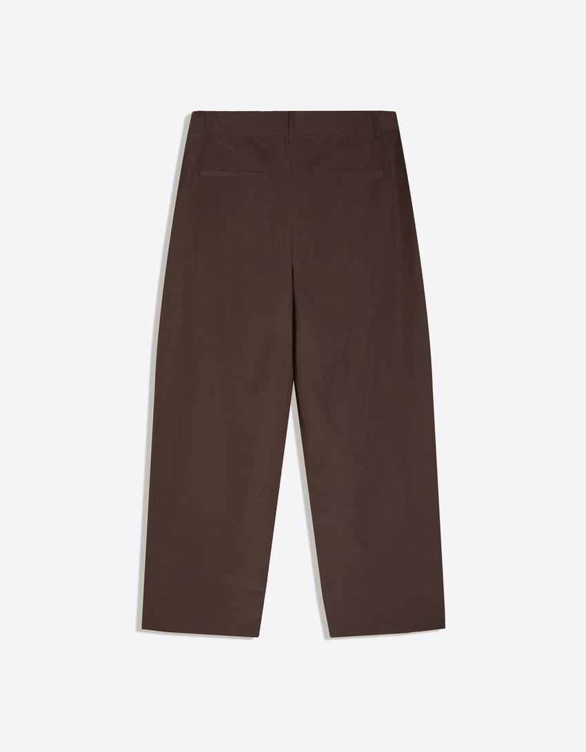 Calças super baggy fit cruzadas-Marrom