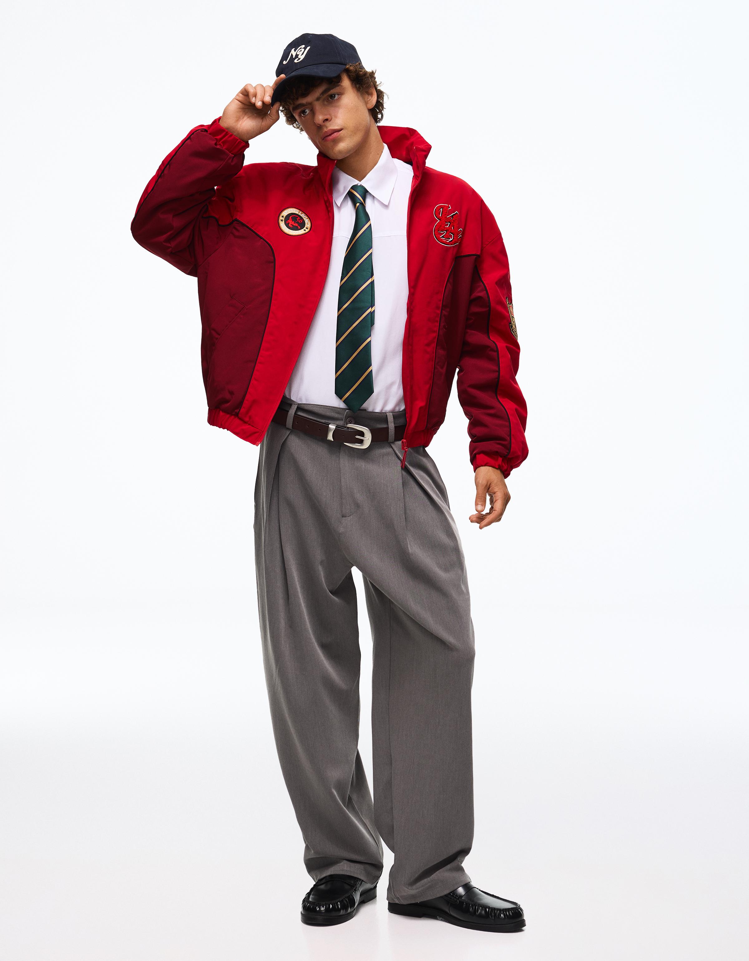 Printed zip-up jacket — Red