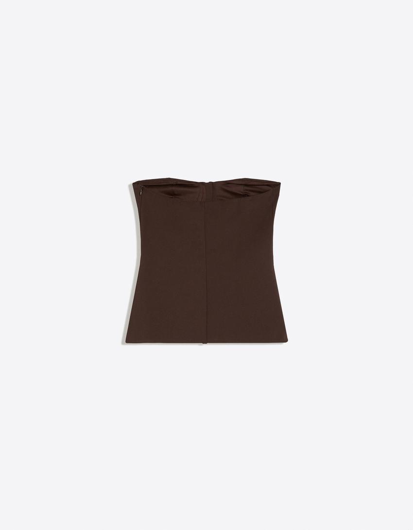 Haut bandeau style corset à agrafes-Marron