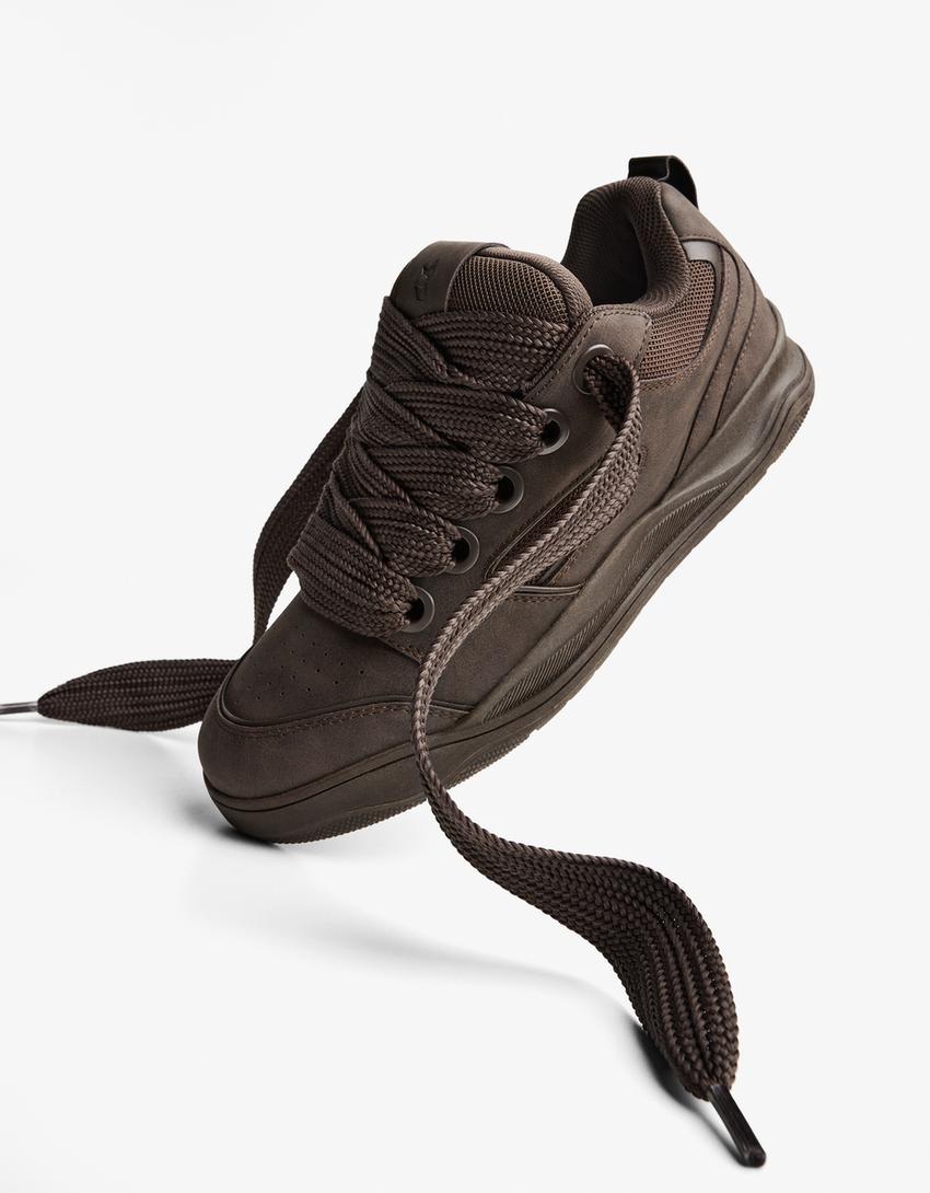 Buty sportowe skater na grubej podeszwie-Brązowy