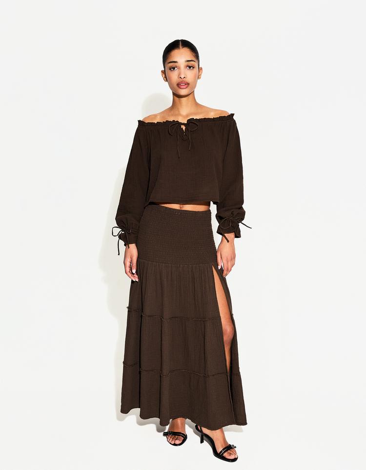 Panelled midi skirt