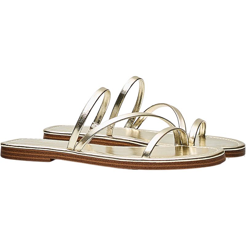 Multi-strap flat slider sandals — Gold