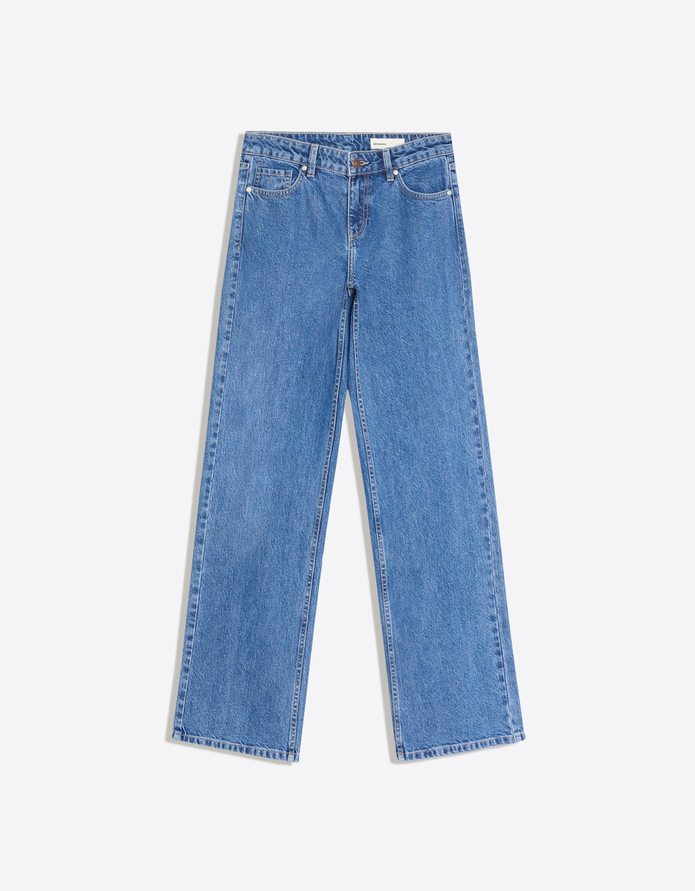 Low-rise straight sequin jeans — Light blue