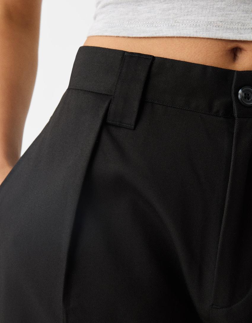 Tailored lyocell blend balloon trousers-Black-6