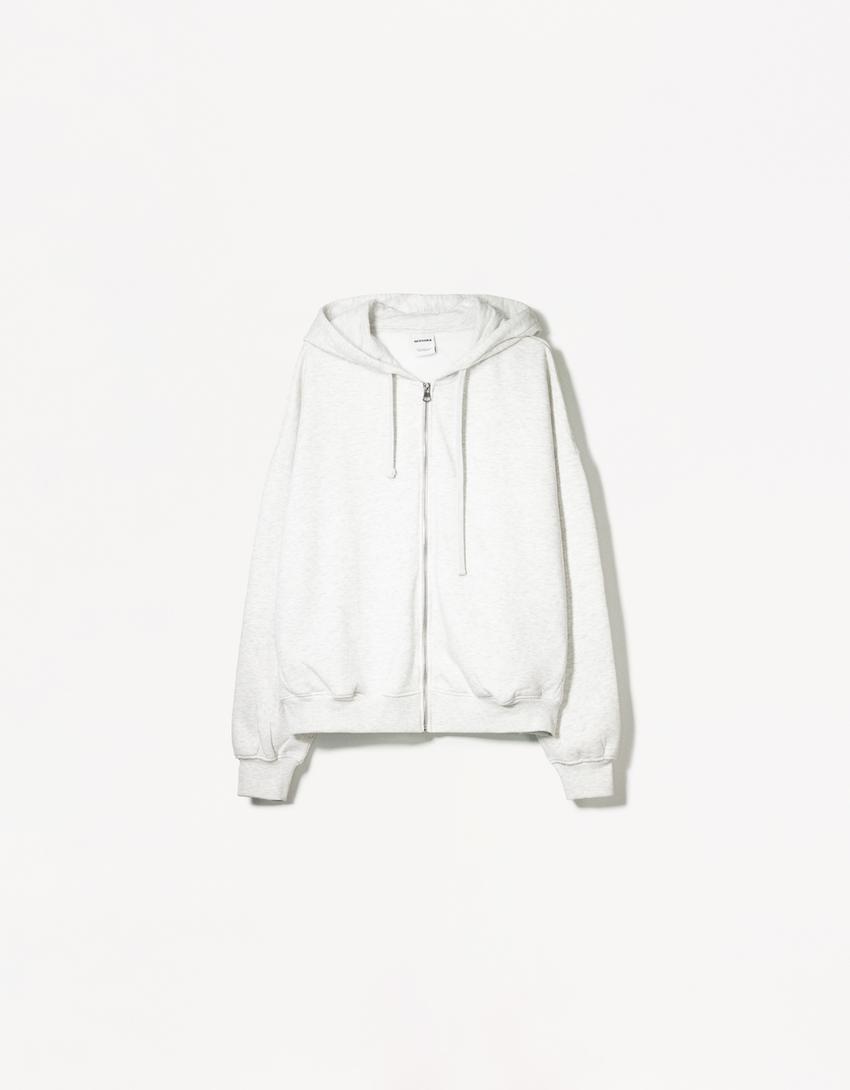 Zip-up hoodie-Grey-1