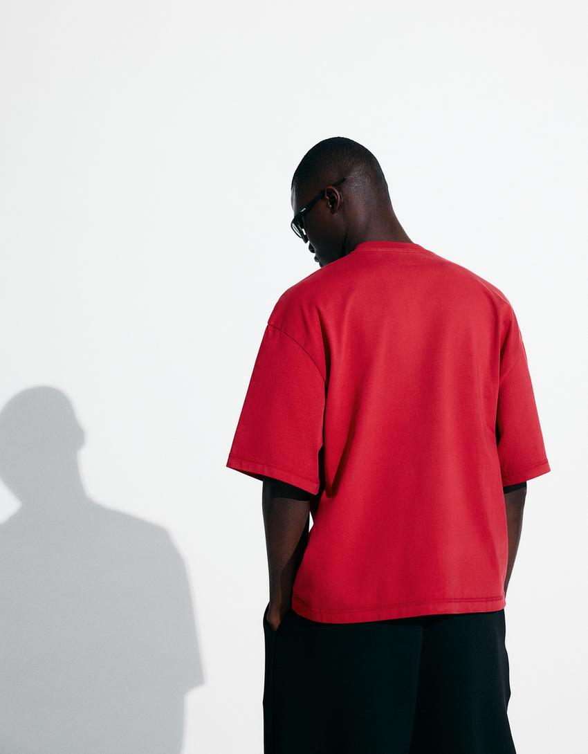 Boxy Spiderman T-Shirt mit kurzen Ärmeln-Rot