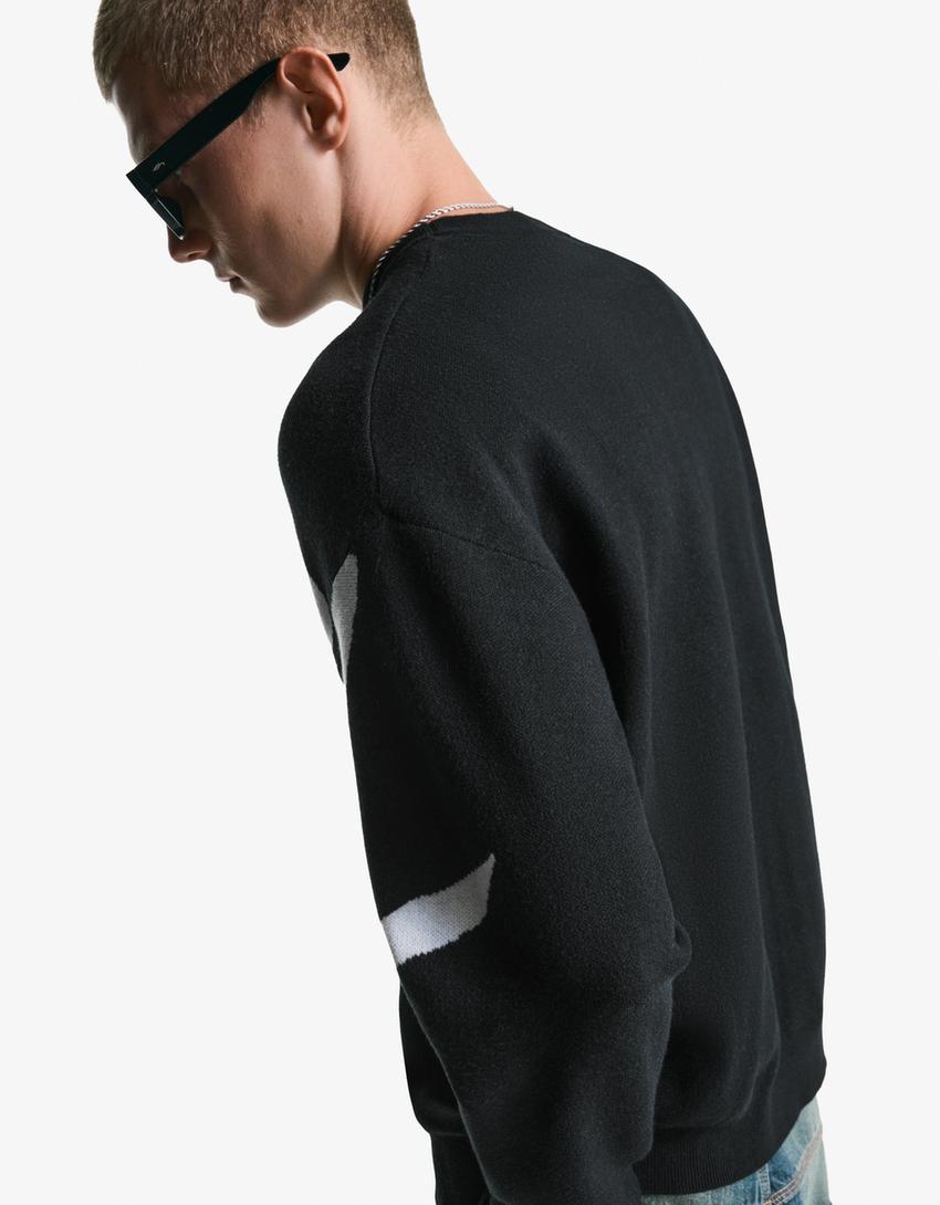 Sweater padrão-Preto