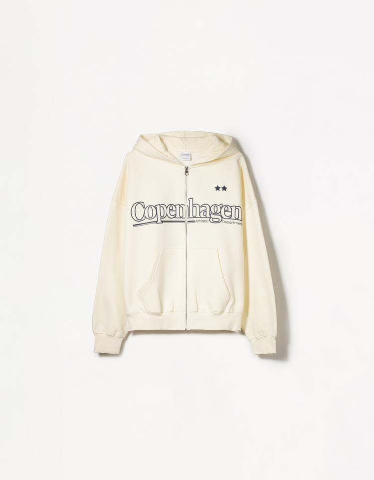 Zip-up print hoodie