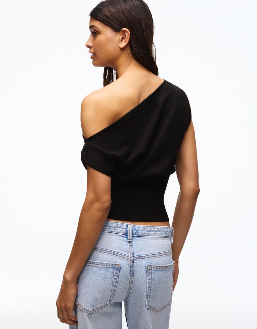 Boat neck top-Black