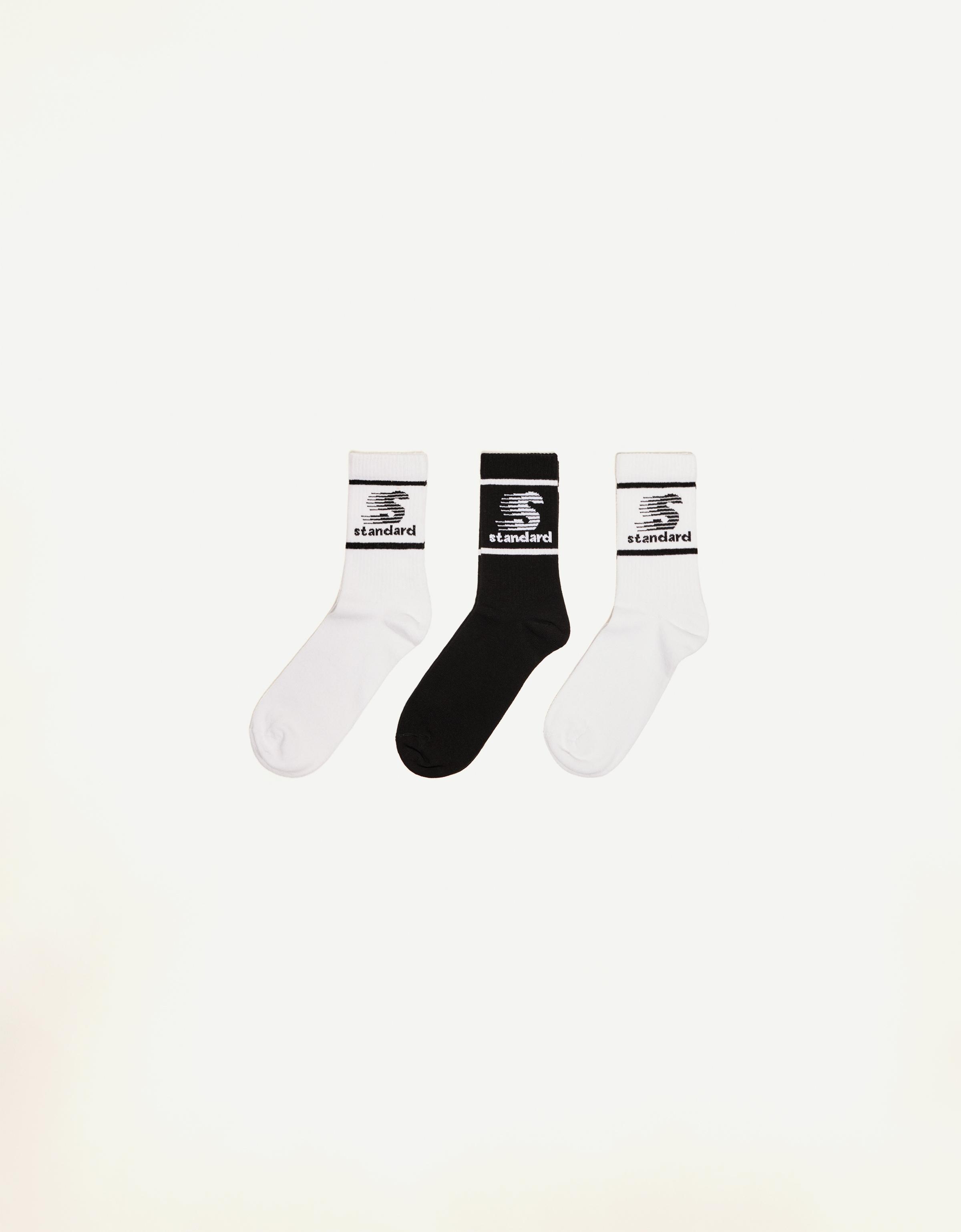 Bershka 3er-Pack Standard-Socken Herren Weiss