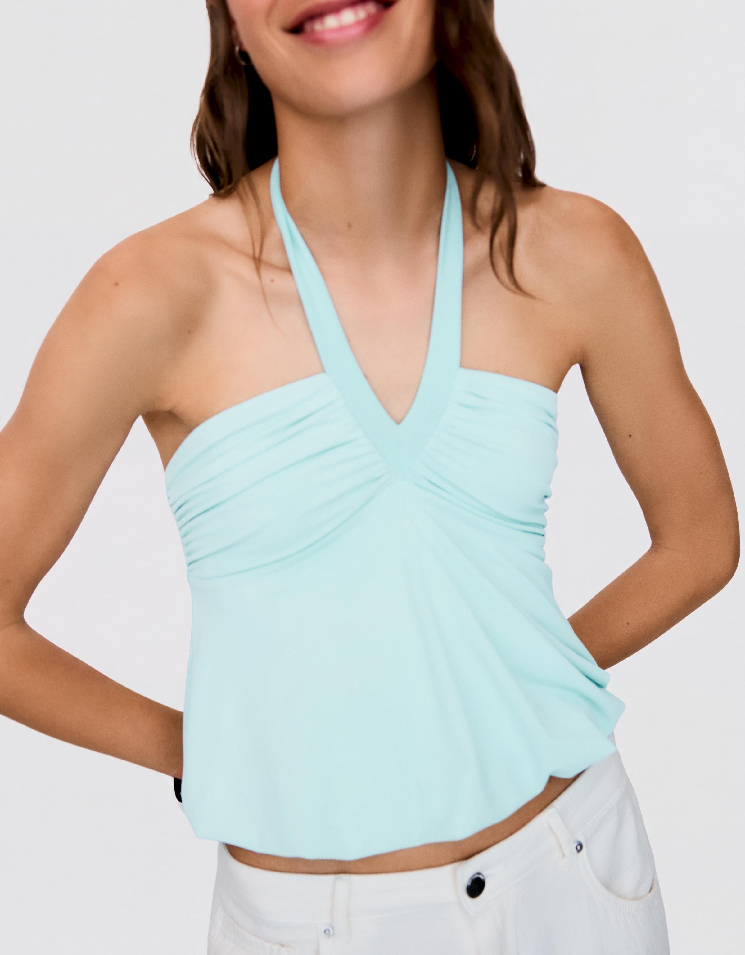 Halter peplum top — Turquoise