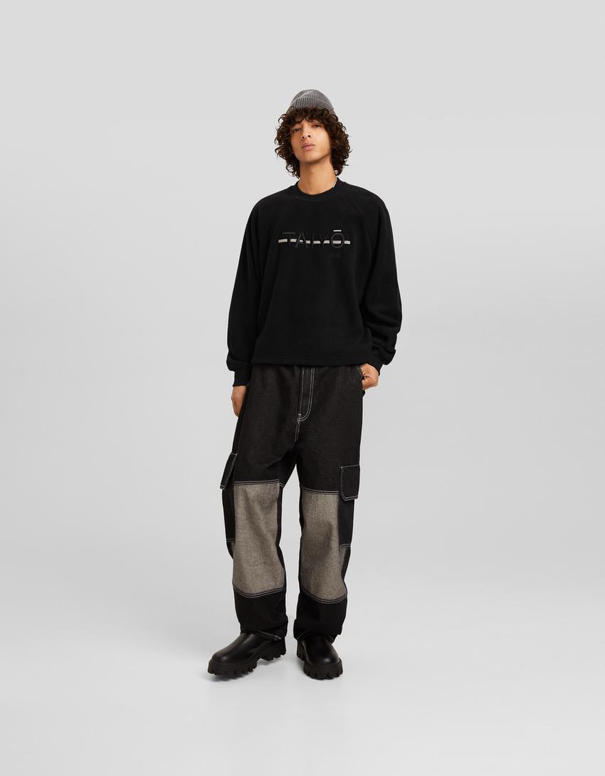 Sweat polaire brodé-Noir-3