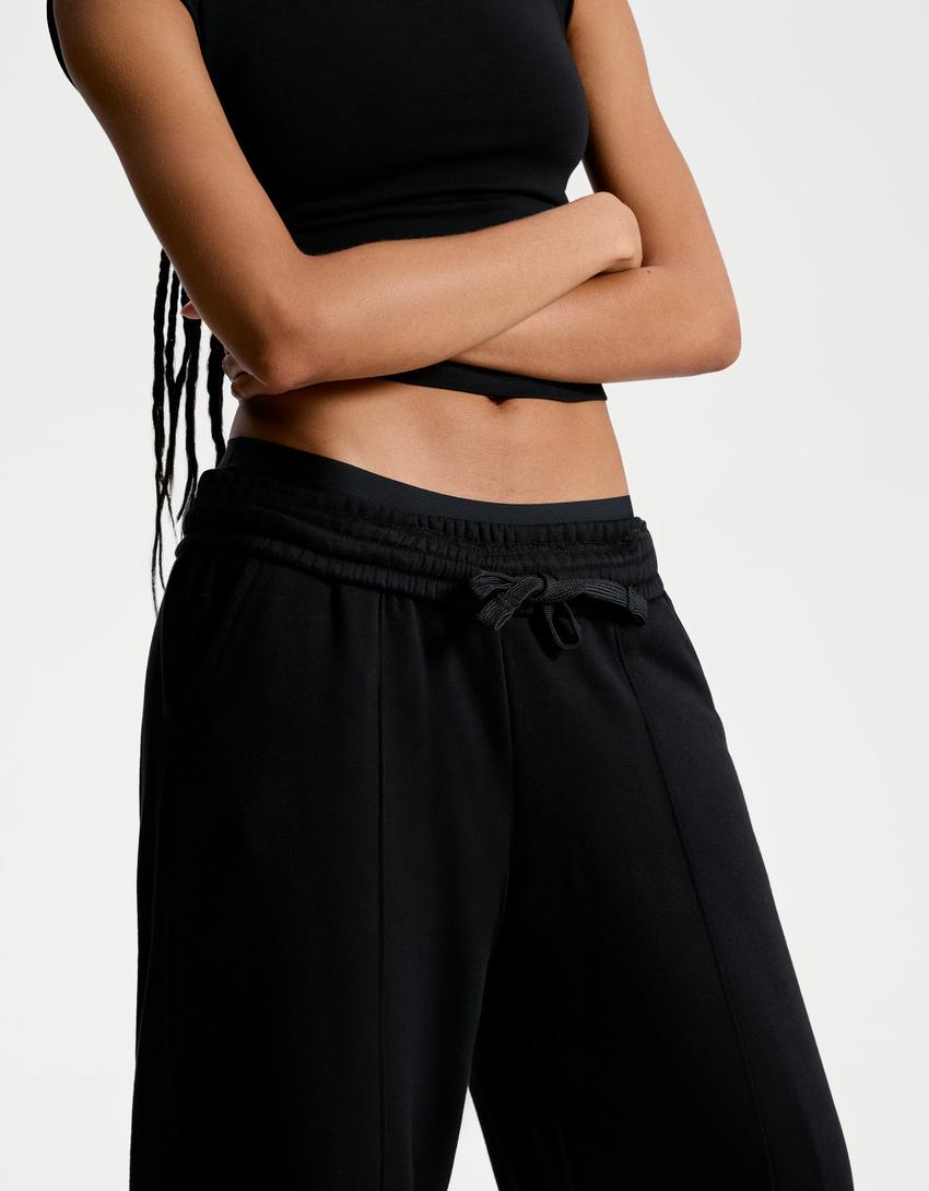 Pantaloni Snoopy wide leg-Nero-1