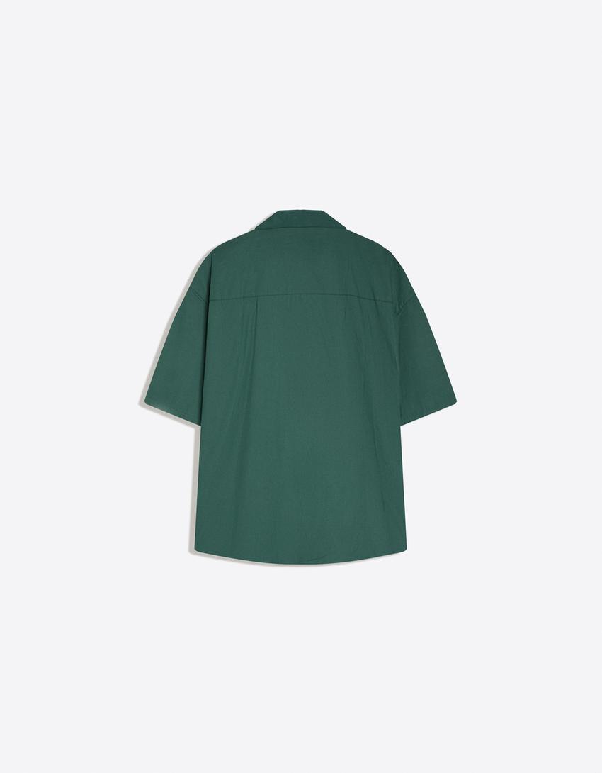 Chemise oversize imprimée à manches courtes-Vert